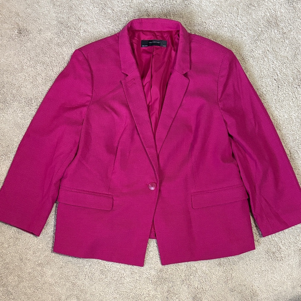 The Limited Fuchsia Magenta Pink Tweed Blazer, XXL